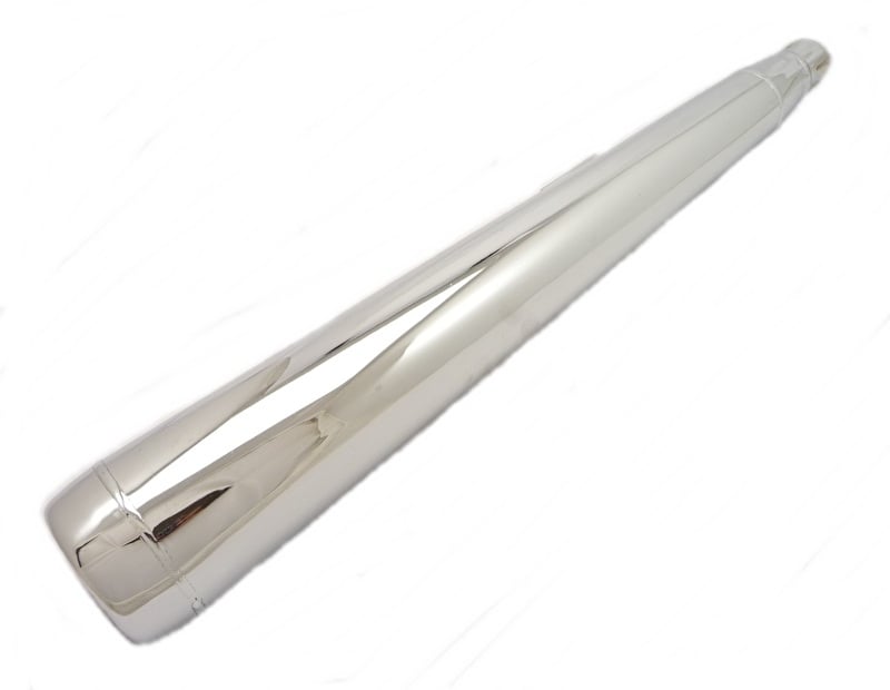 Classic British Style: Chrome & Black Megaphone Silencers (Pair) For BSA/Triumph